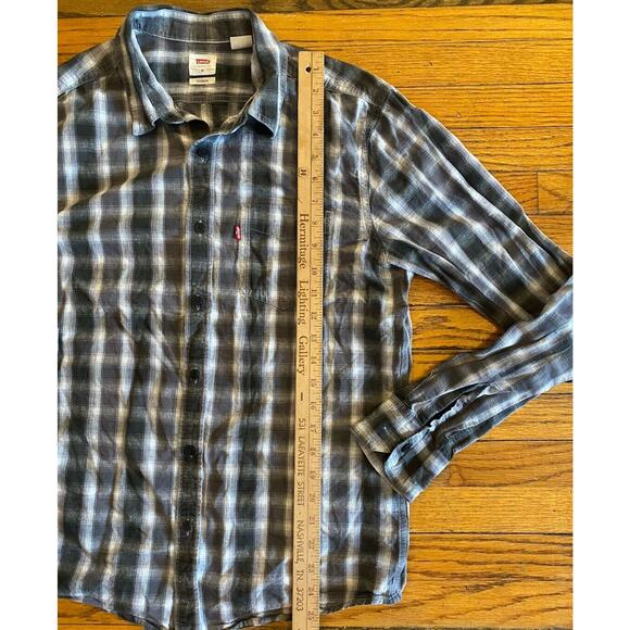 Levi's Plaid Flannel Cotton Button Up Shirt Mens Medium Standard Fit Brown - Picture 7 of 8